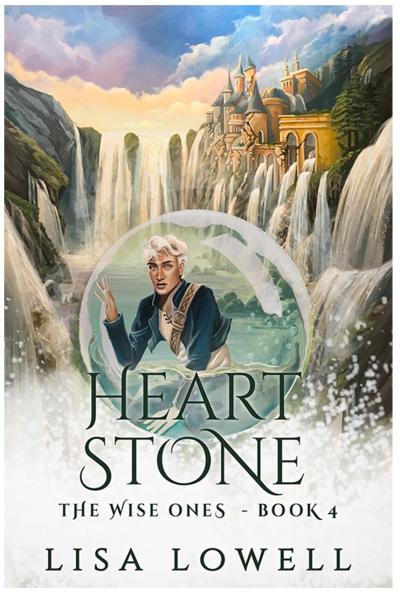 A white-haired musician is trapped in a sphere hovering over waterfalls and a crumbling palace.