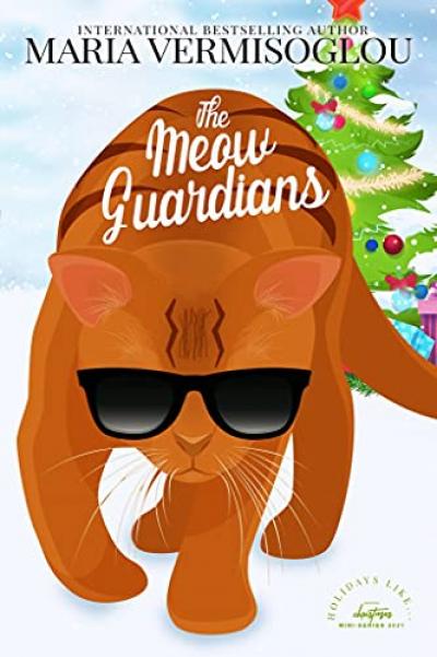 cat, orange tabby, christmas tree, cat with sunglasses, snow, maria vermisoglou, the meow guardians