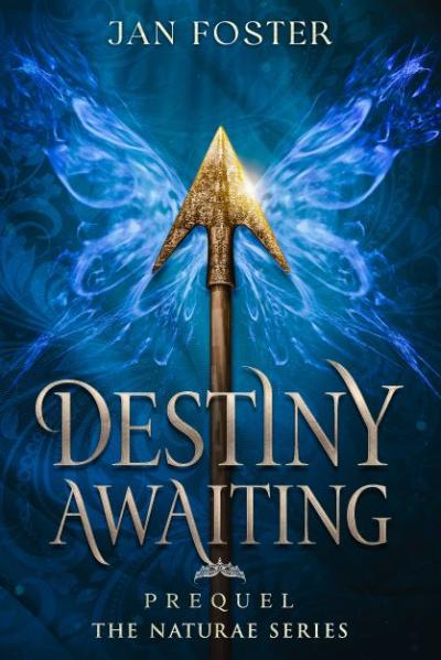 Destiny Awaiting - an upright arrow against a blue wing-like wisp