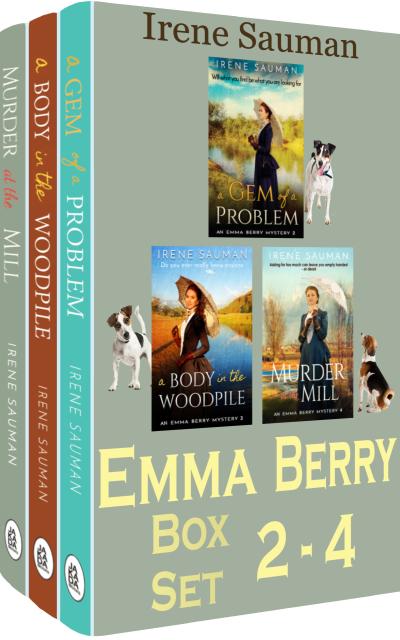 A box set of three books showing three book covers with a young woman by a river and dogs