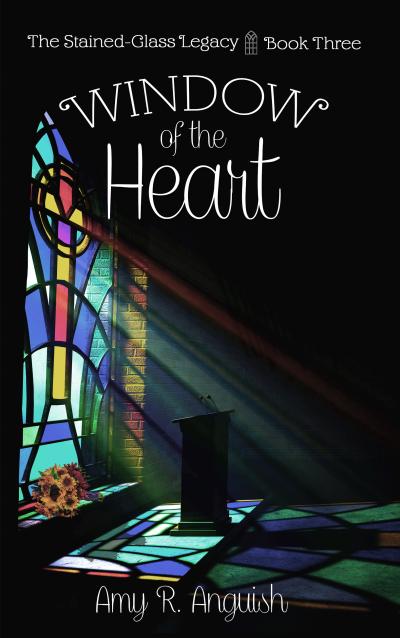 stained-glass window shining down on chapel interior
