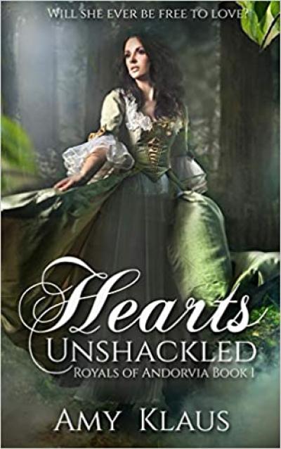 Hearts Unshackled Cover Image. Woman searching in forest