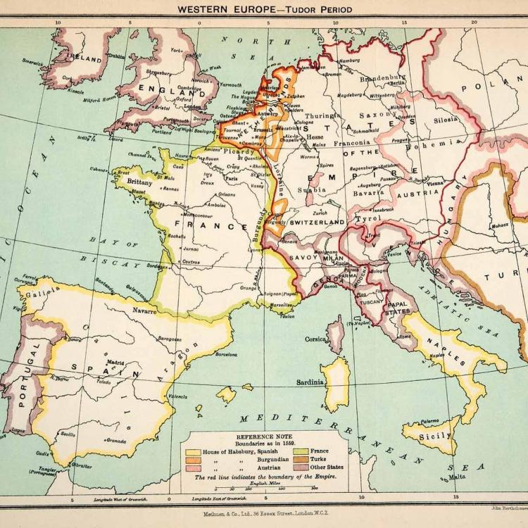 Map of Europe as it was in Tudor times