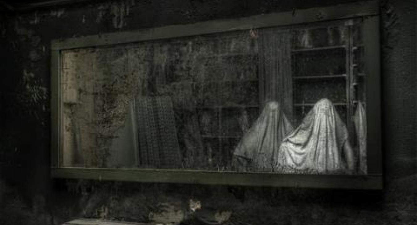 This spooky image from photographer Alicia Rius and her experience of seeing them in a mirror gave me the idea to have my heroine frightened by a ghost ... err statue in The Grotto's Secret.